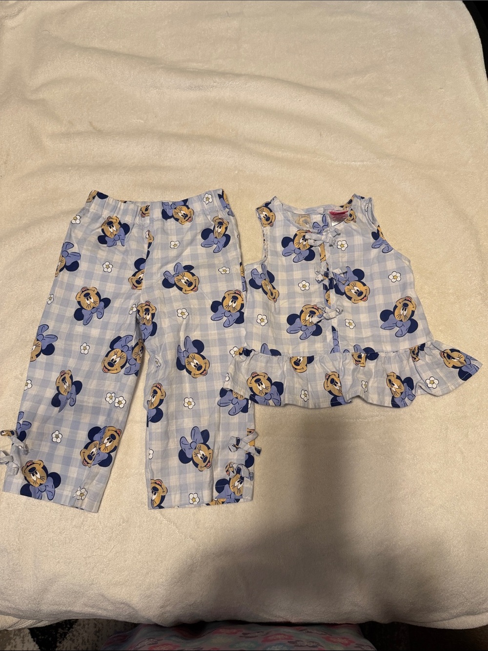 Disney Light Blue Minnie Mouse Plaid Two-Piece Pants Set